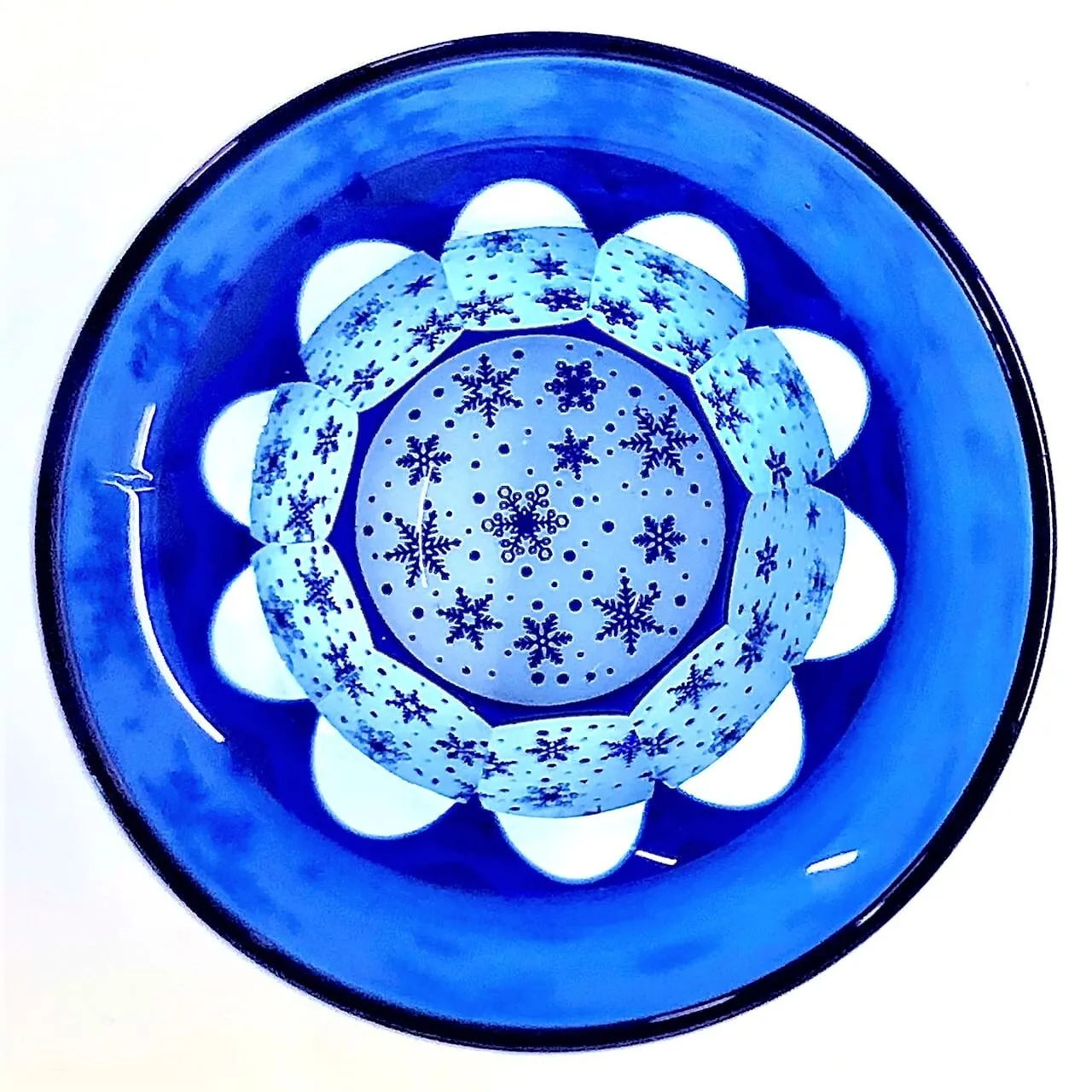 Edo Kiriko Glass Tumbler - Snow (Lapis Lazuli × Light Blue)