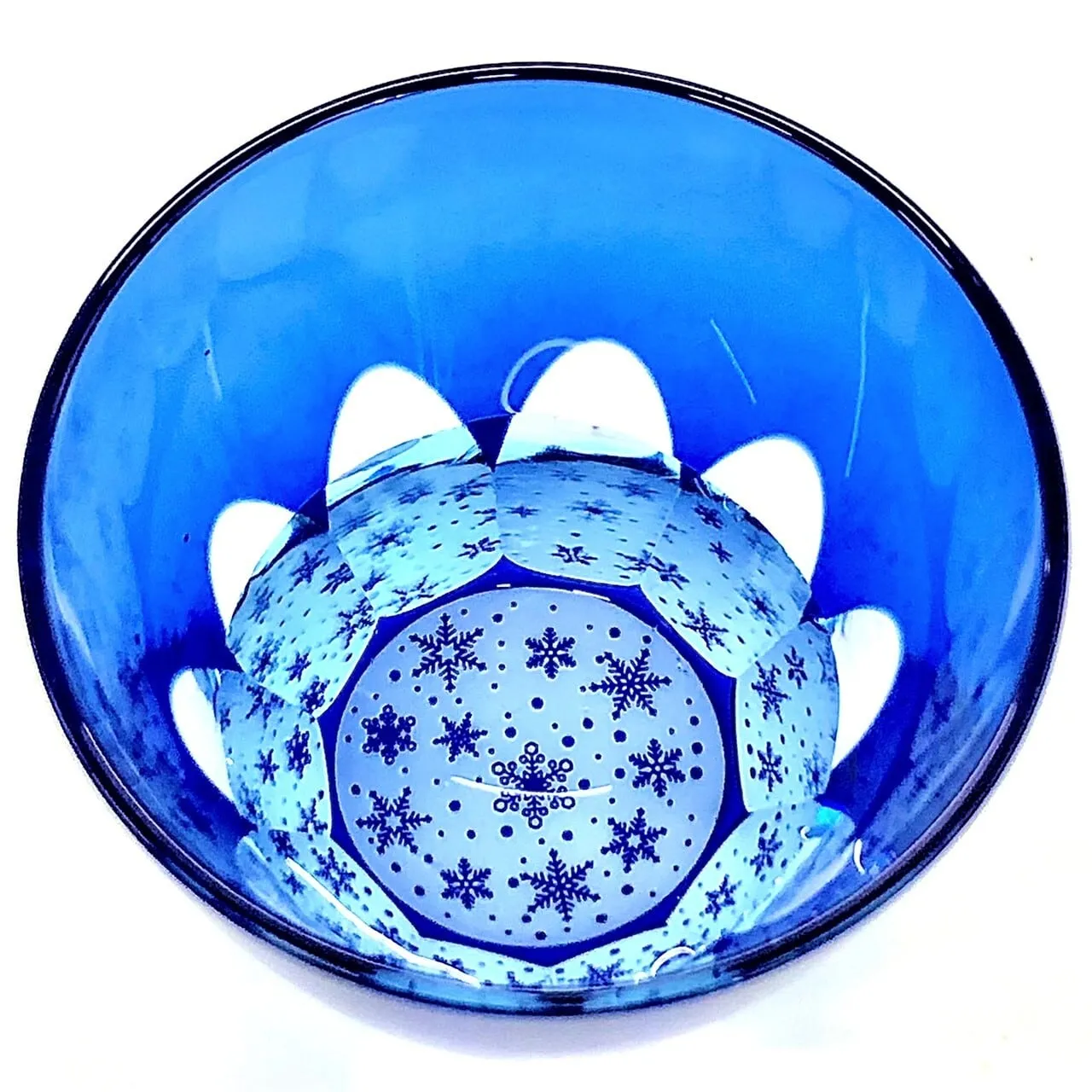 Edo Kiriko Glass Tumbler - Snow (Lapis Lazuli × Light Blue)