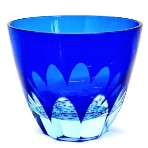 Edo Kiriko Glass Tumbler - Snow (Lapis Lazuli × Light Blue)