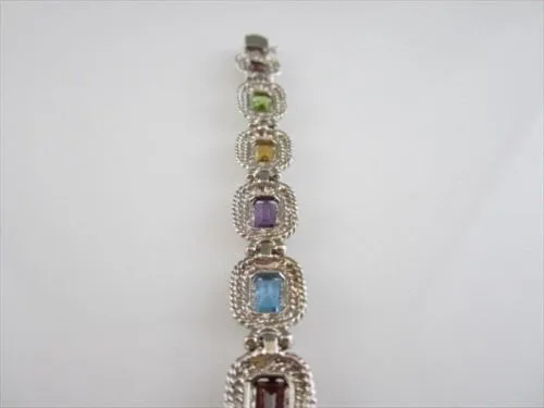 ESTATE 27CT MULTI COLOR EMERALD CUT 14K W GOLD BRACELET