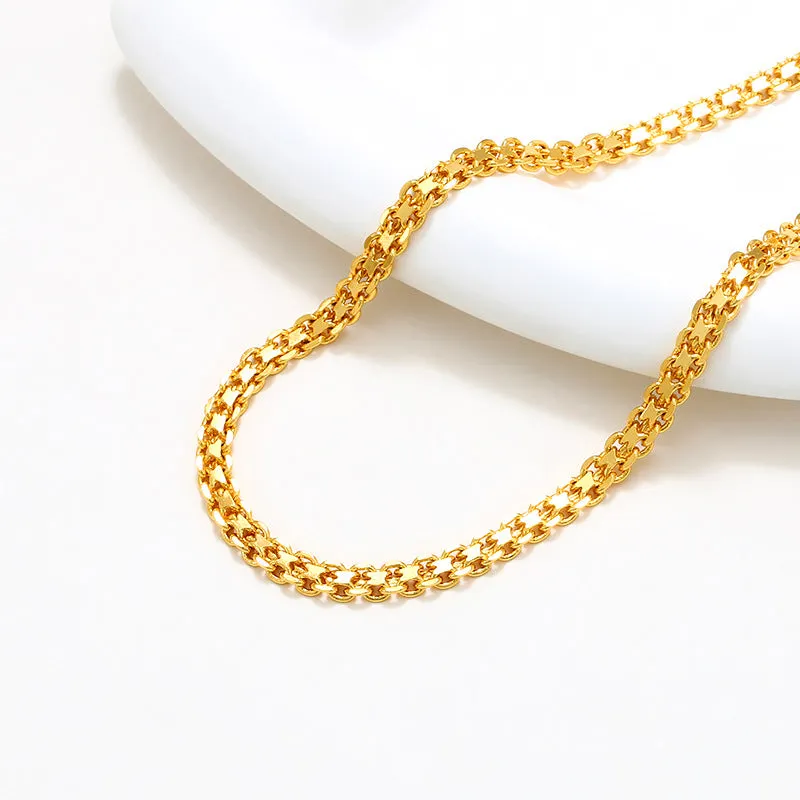 European and American ins style fashionable gold high-end niche necklace women's 24K gold plated necklace