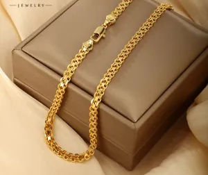 European and American ins style fashionable gold high-end niche necklace women's 24K gold plated necklace