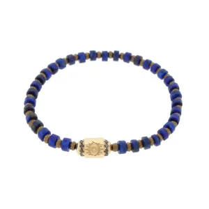Evil Eye Hexagon with Black Diamonds Beaded Bracelet