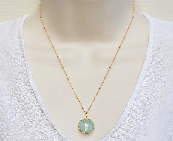 Faceted Round Smoky Quartz bezel station Necklace