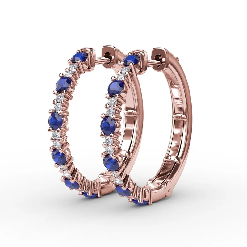 Fana Precious Sapphire and Diamond Hoop Earrings