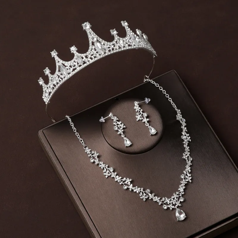 Fashion Bridal Jewelry Sets for Women Earring Necklace Set Rhinestone Crystal Wedding Necklaces Earrings Sets