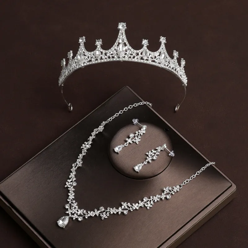 Fashion Bridal Jewelry Sets for Women Earring Necklace Set Rhinestone Crystal Wedding Necklaces Earrings Sets