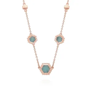 Flat Slice Hex Amazonit Halskette in Rose Vergoldetem 925 Sterling Silber