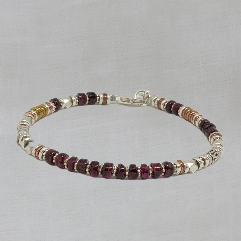 Garnet Bracelet and Mixed Metals Bracelet