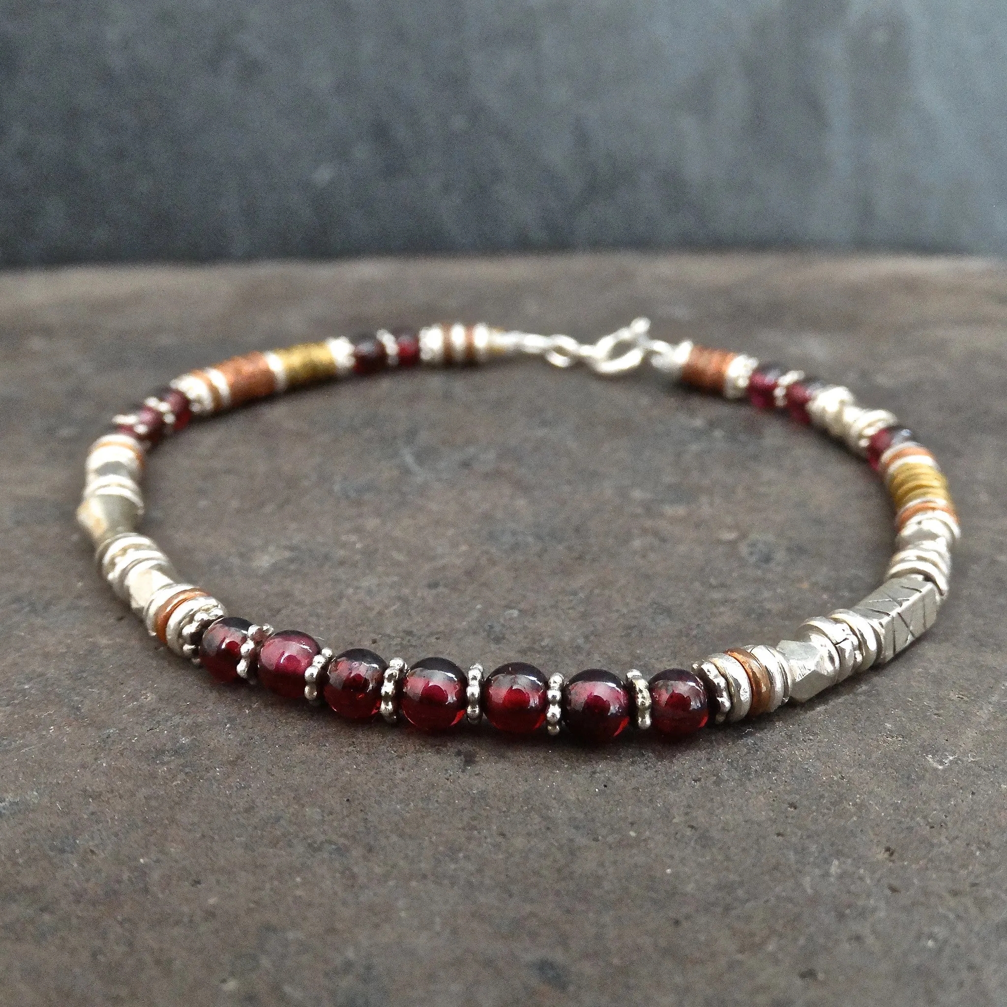 Garnet Bracelet and Mixed Metals Bracelet