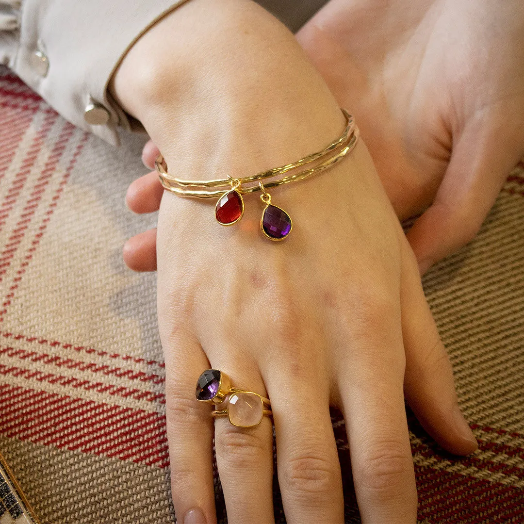 Garnet Charm Bangle | Gold - January