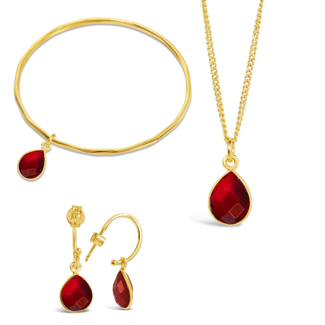 Garnet Charm Bangle | Gold - January