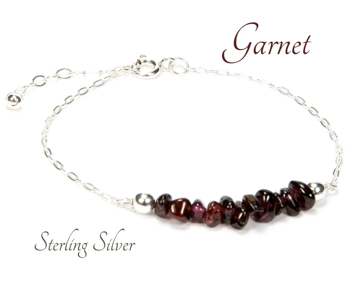Garnet Gemstone Chip Bracelet | January Birthstone Bracelet