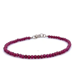 Garnet Mozambique Gemstone Bead Clasp Bracelet 7.5" Long