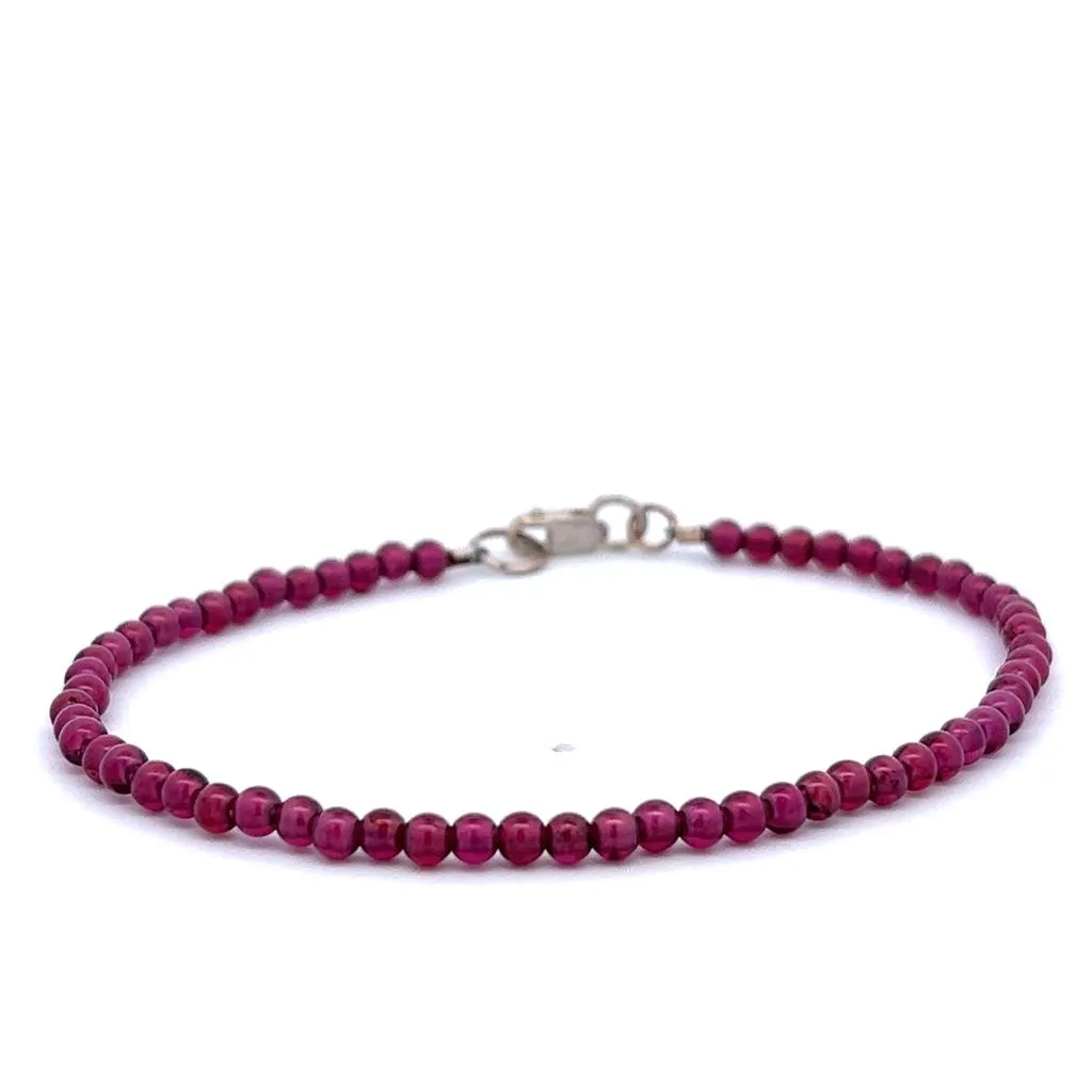 Garnet Mozambique Gemstone Bead Clasp Bracelet 7.5" Long