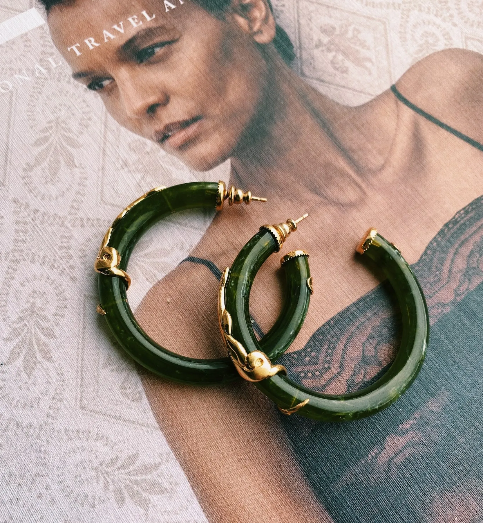 Gas Bijoux Khaki Cobra Earring Set