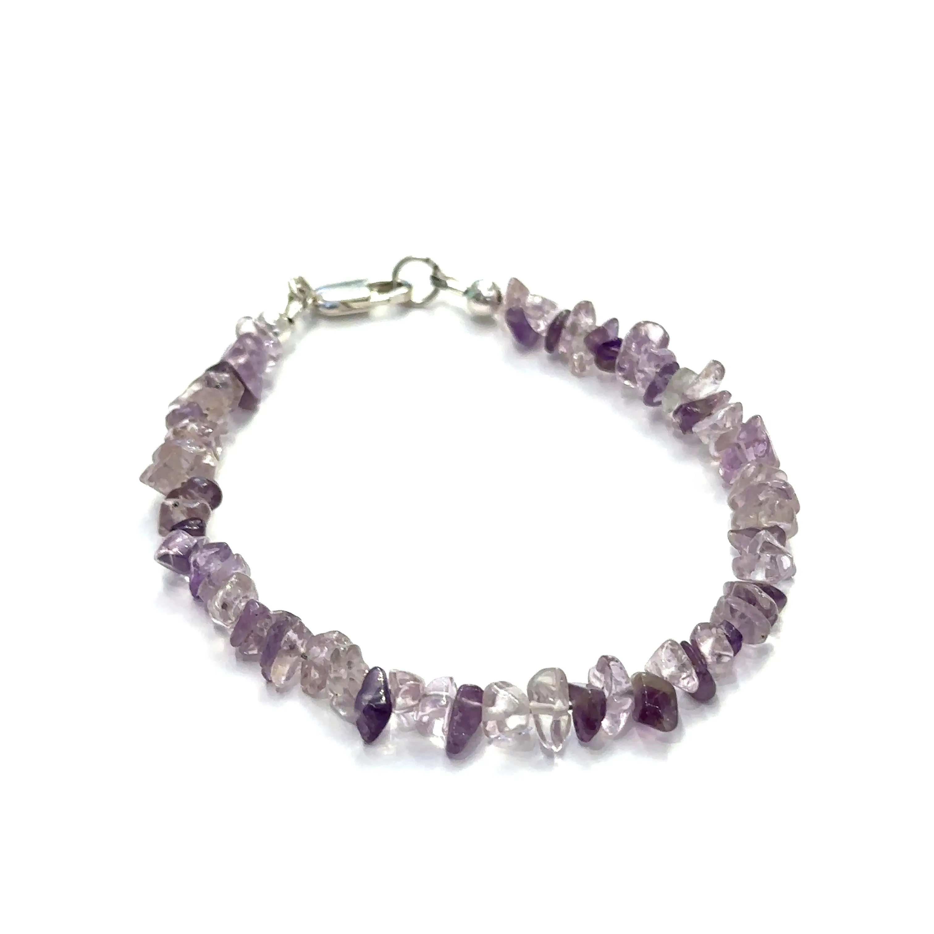 Gemstone chip beaded bracelets (Amethyst, Peridot, Clear Quartz, & Citrine)