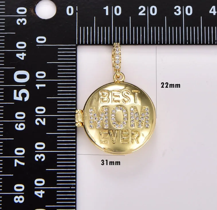 Gold Filled Best Mom Ever Open Locket Charm