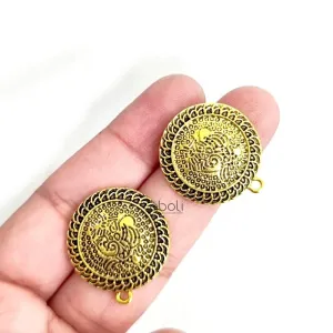 Golden stud earring components metal earrings findingsESG66