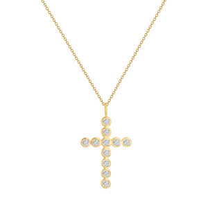 Grand Diamond Bezel Cross Necklace