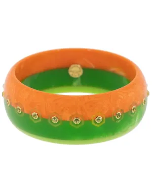 Green and Orange Peridot Bakelite Bangle