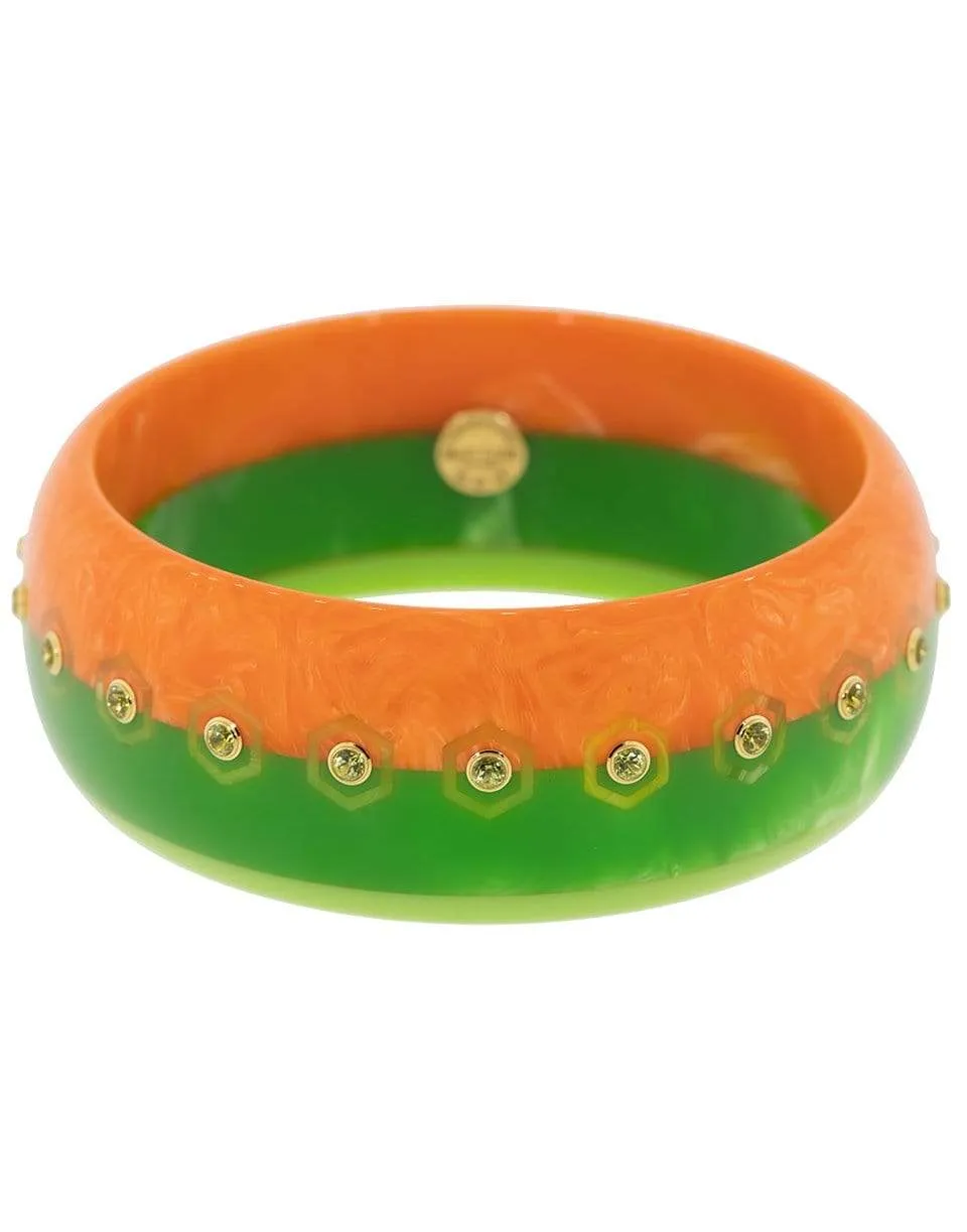 Green and Orange Peridot Bakelite Bangle