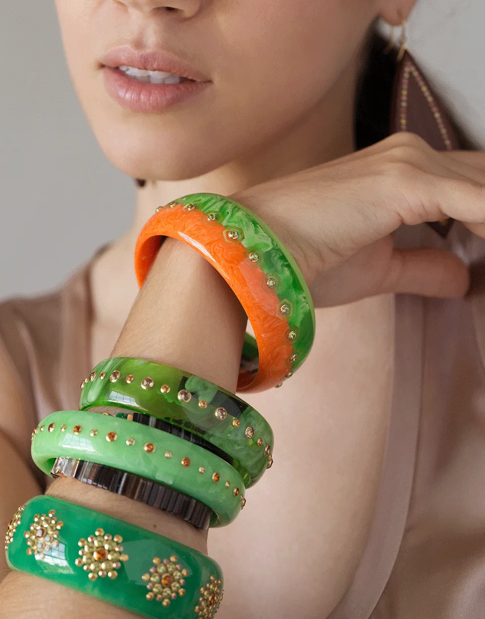 Green and Orange Peridot Bakelite Bangle