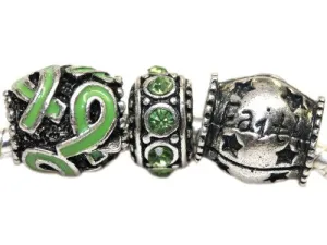 Green Awareness Theme Spacer Bead Charms For Snake Chain Charm Bracelet
