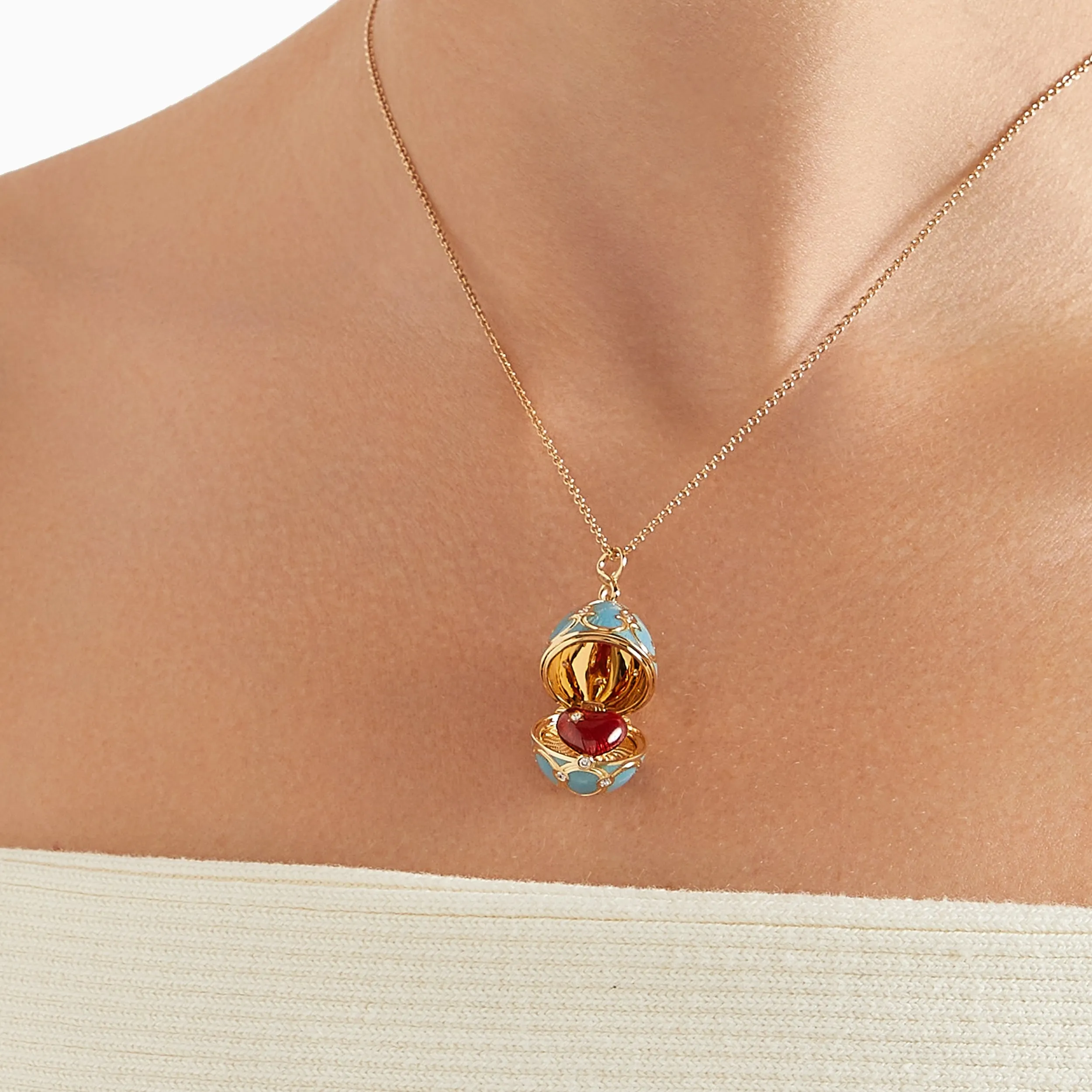 Guilloché Enamel Heart Surprise Locket