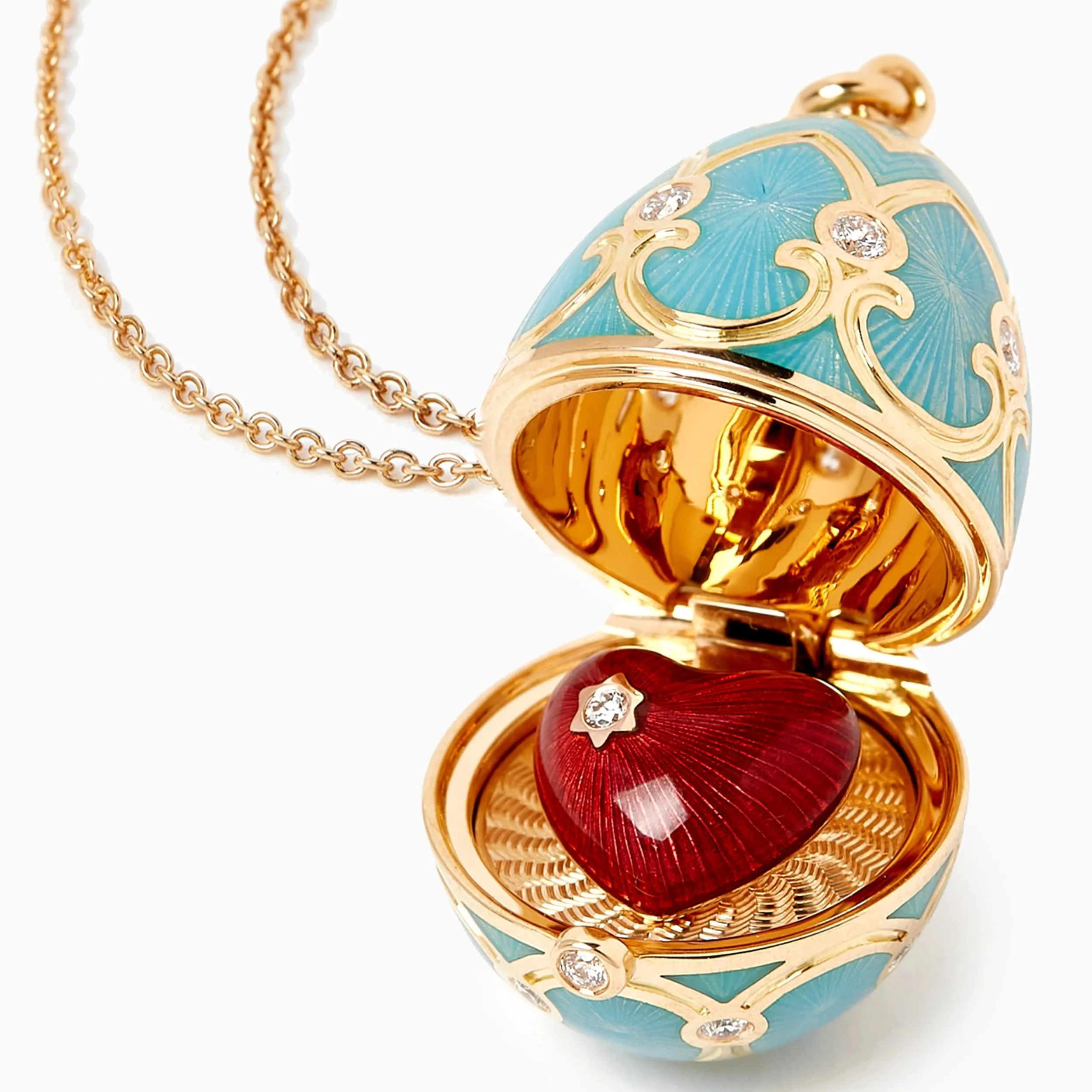 Guilloché Enamel Heart Surprise Locket