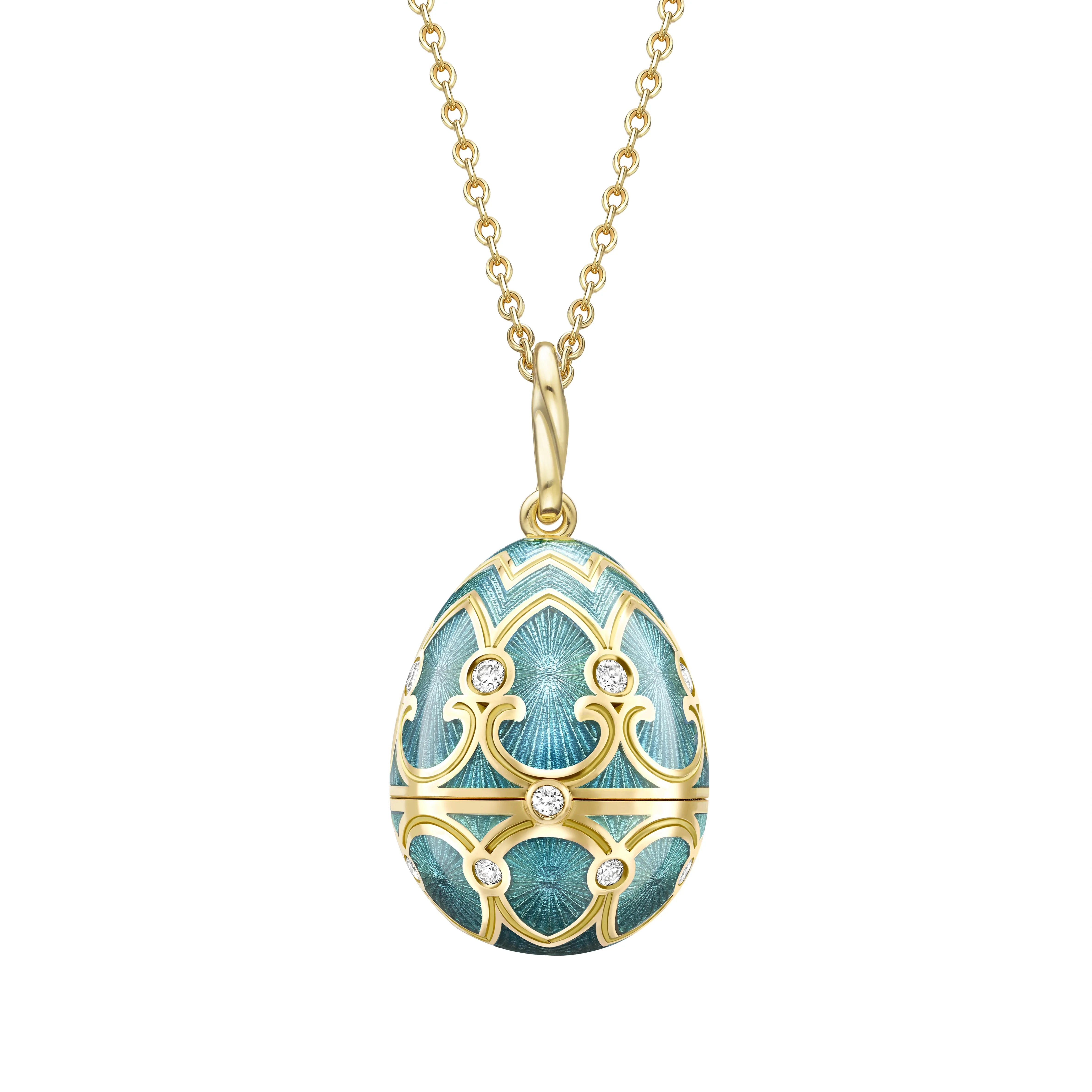 Guilloché Enamel Heart Surprise Locket