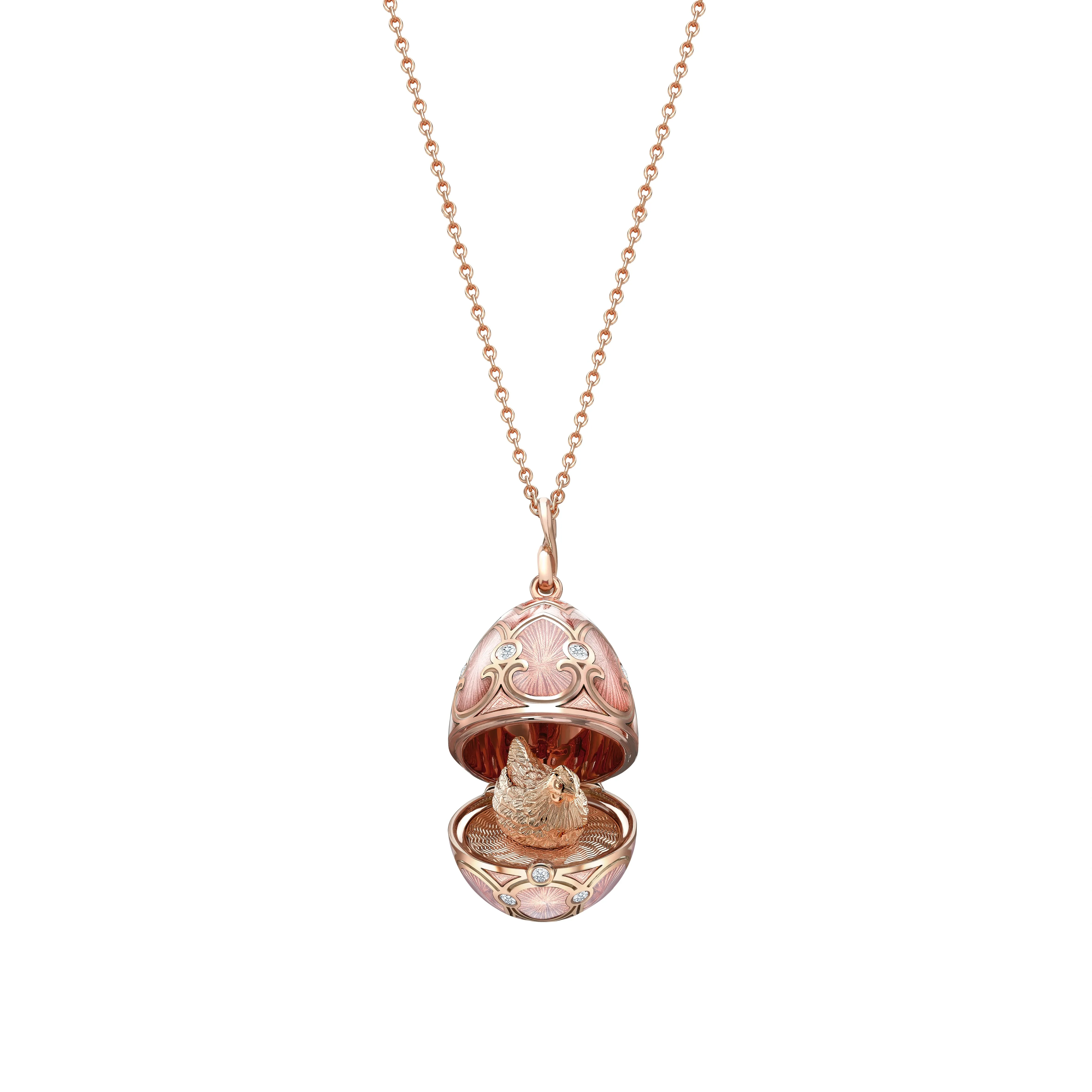 Guilloché Enamel Hen Surprise Locket