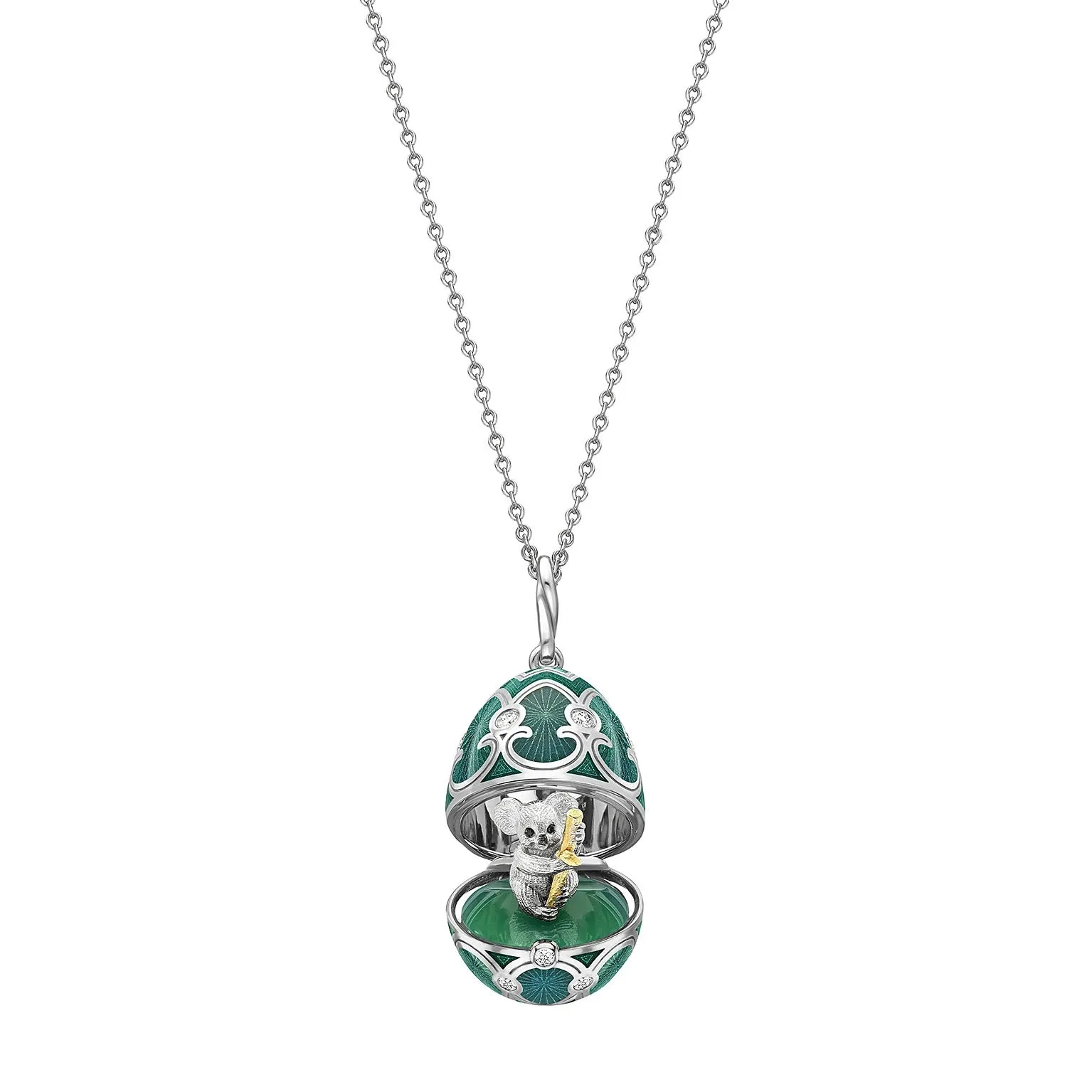 Guilloché Enamel Koala  Surprise Locket
