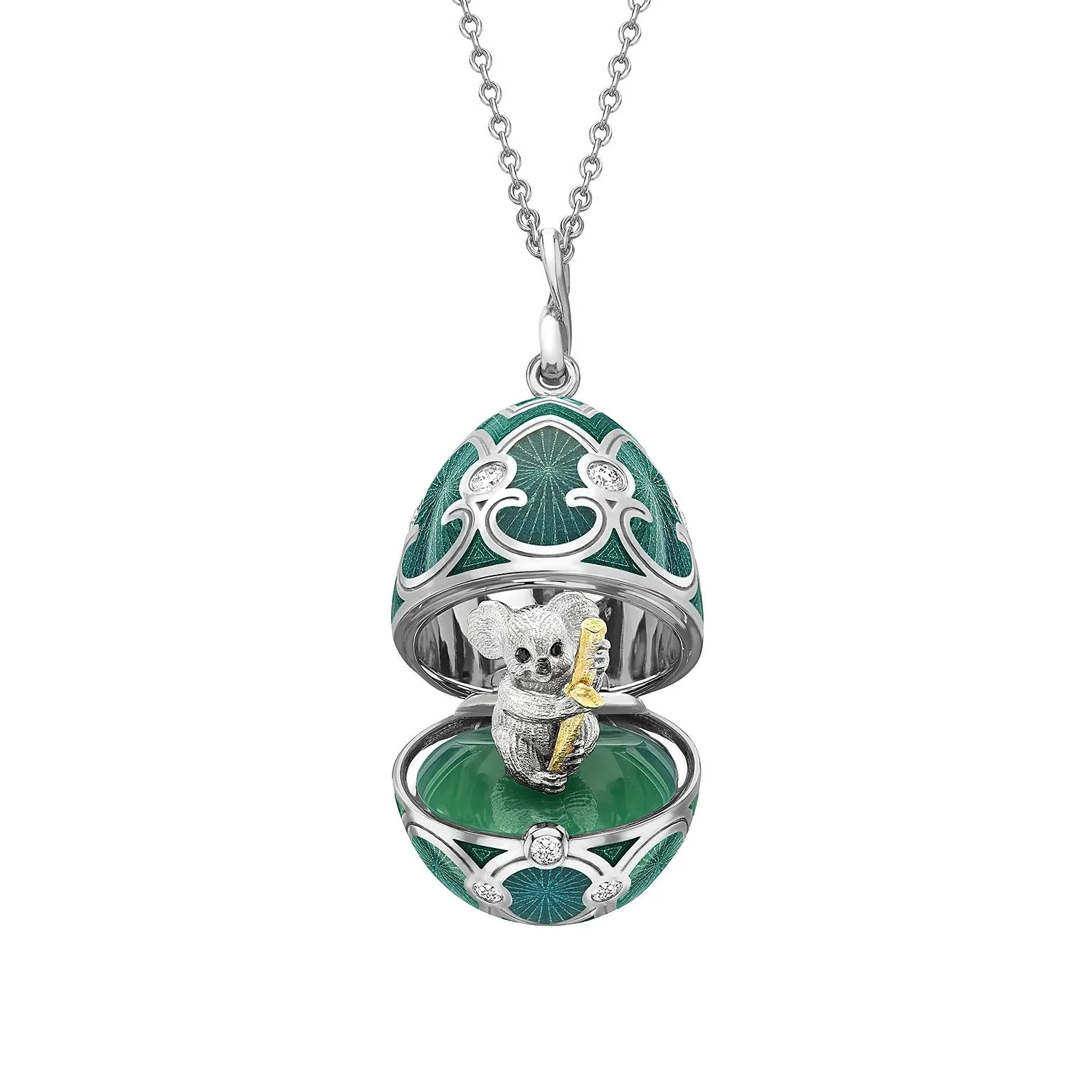 Guilloché Enamel Koala  Surprise Locket