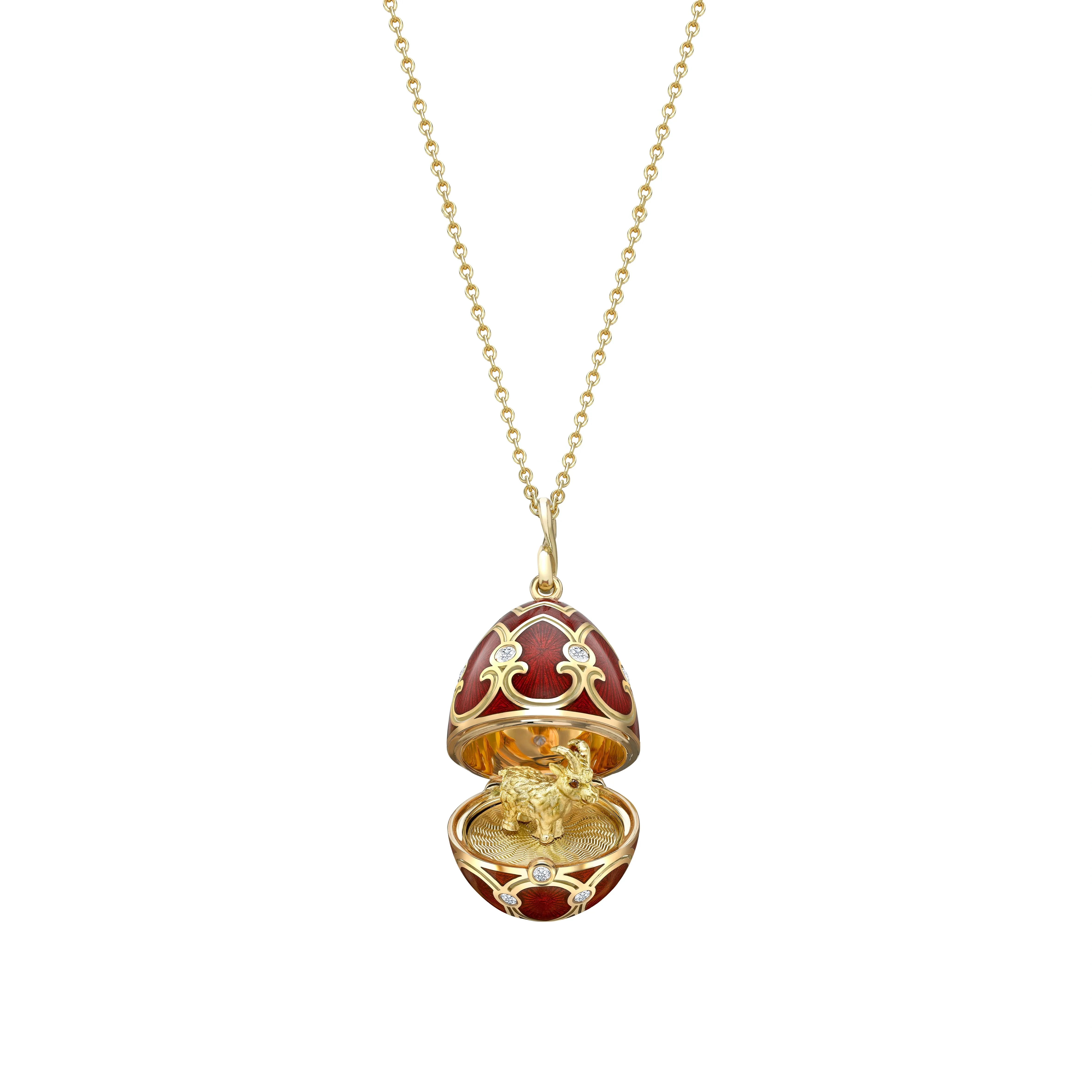 Guilloché Enamel Year of the Goat Surprise Locket