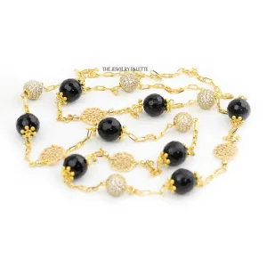 Hajr black onyx and gold chain necklace