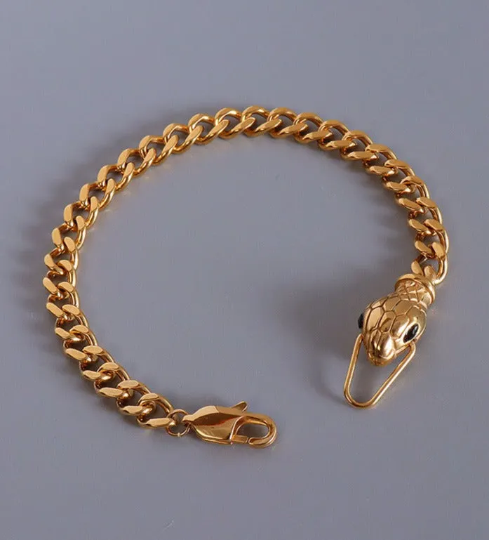 Hot Sale Good Price Stainless Steel Jewelry Couple Bracelet Zircon Bracelet Snake Head Green Eye Design Bracelets