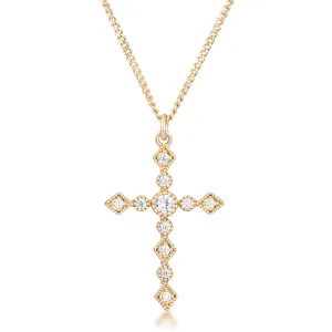 Ida Danity Art Deco CZ Gold Cross Pendant