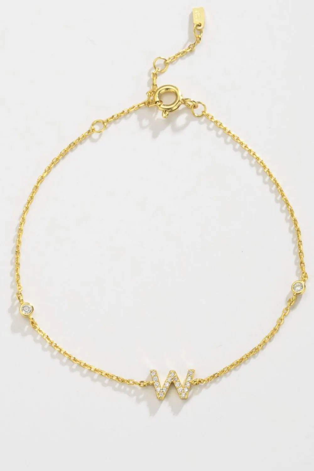 Initial Letter Bracelet, V To Z Zircon 925 Sterling Silver Bracelet