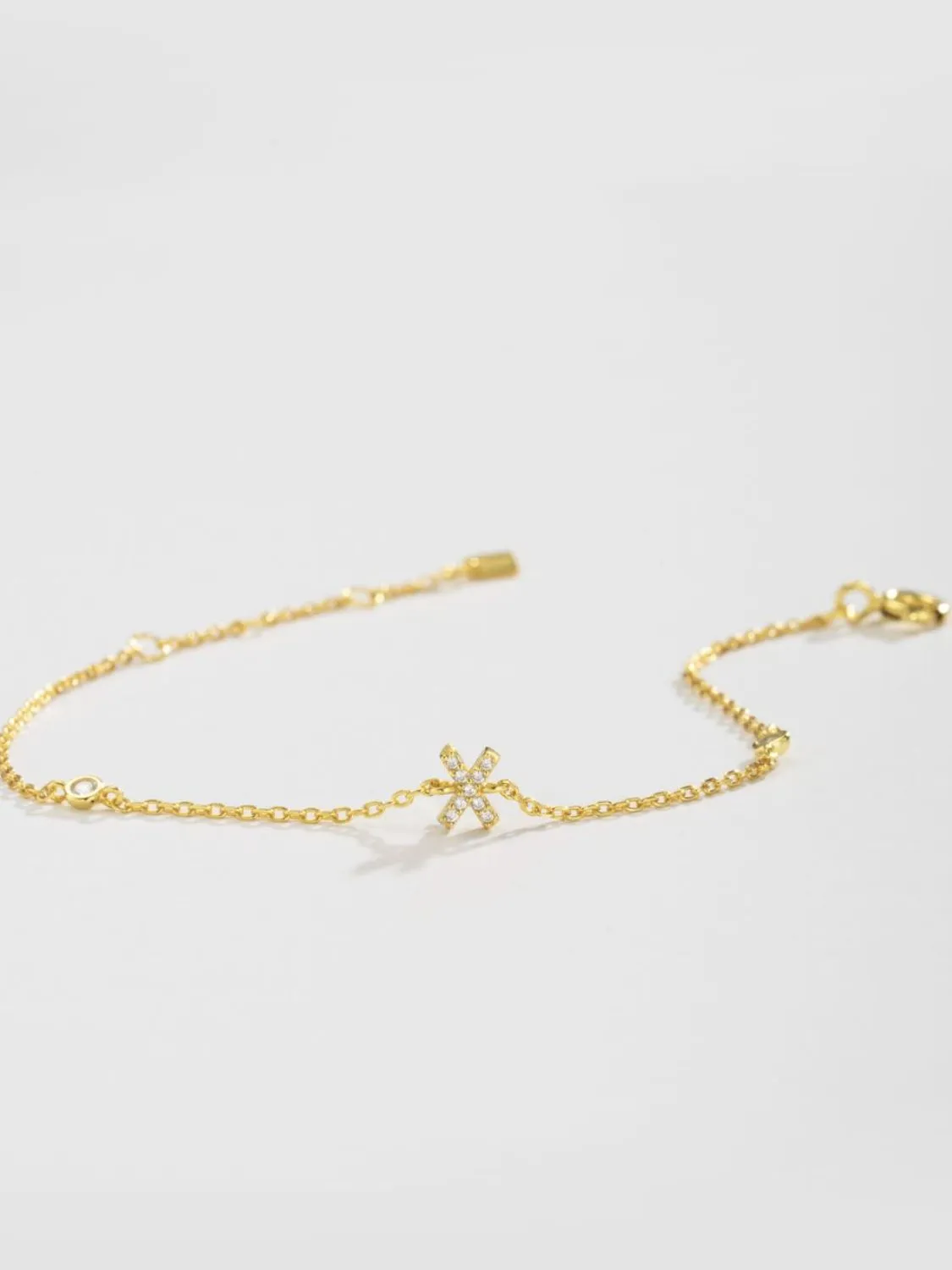 Initial Letter Bracelet, V To Z Zircon 925 Sterling Silver Bracelet
