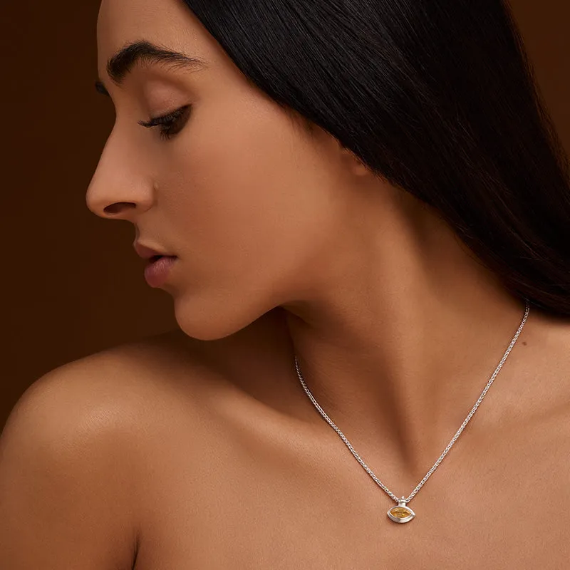 Iris Necklace, Citrine, Silver