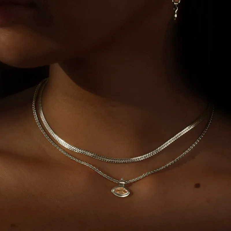 Iris Necklace, Citrine, Silver