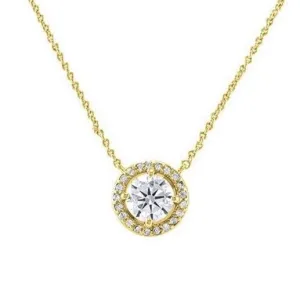 Isla Round Halo Gold Pendant – 10mm | 1.2ct
