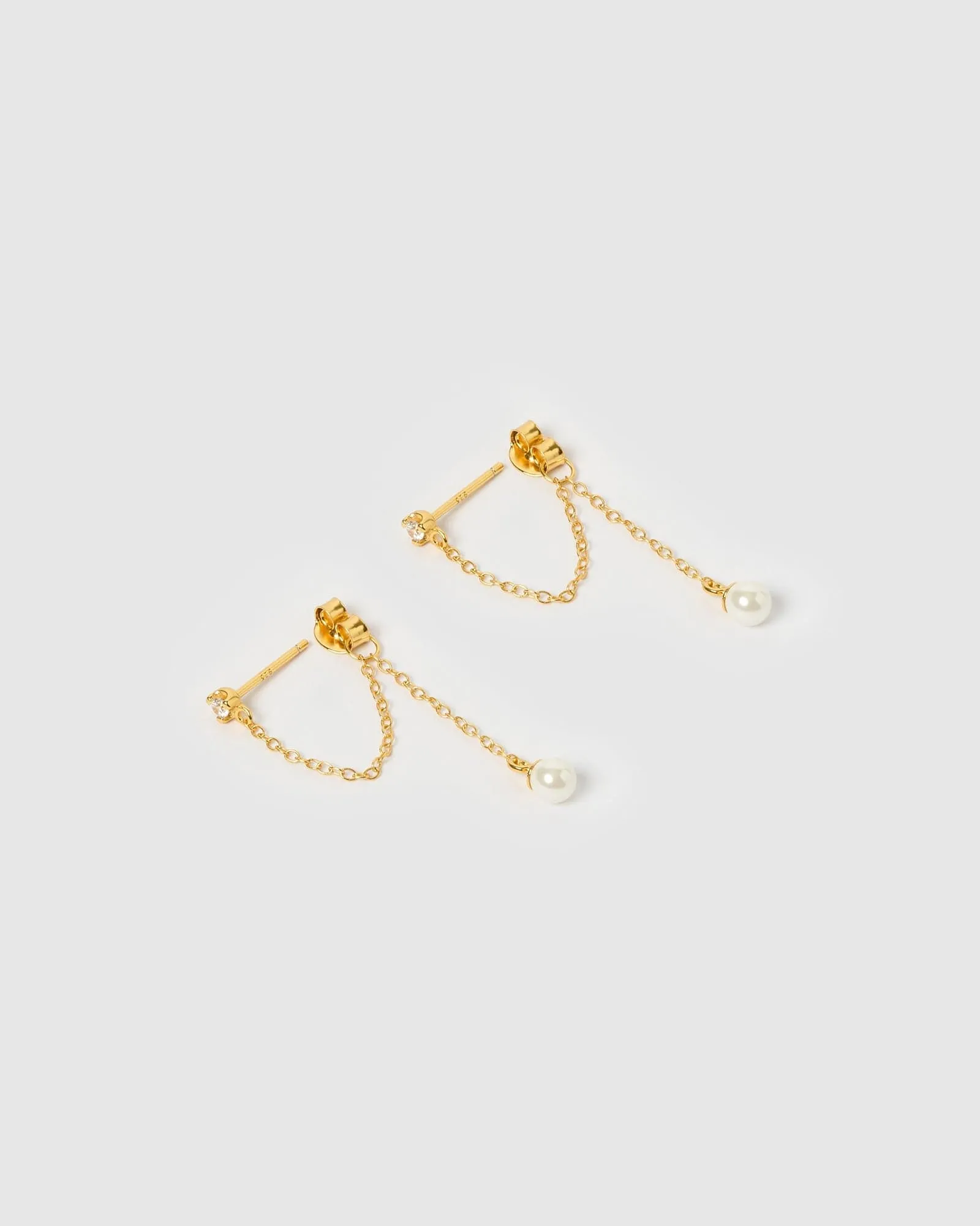 Izoa Nicole Drop Stud Earrings Gold