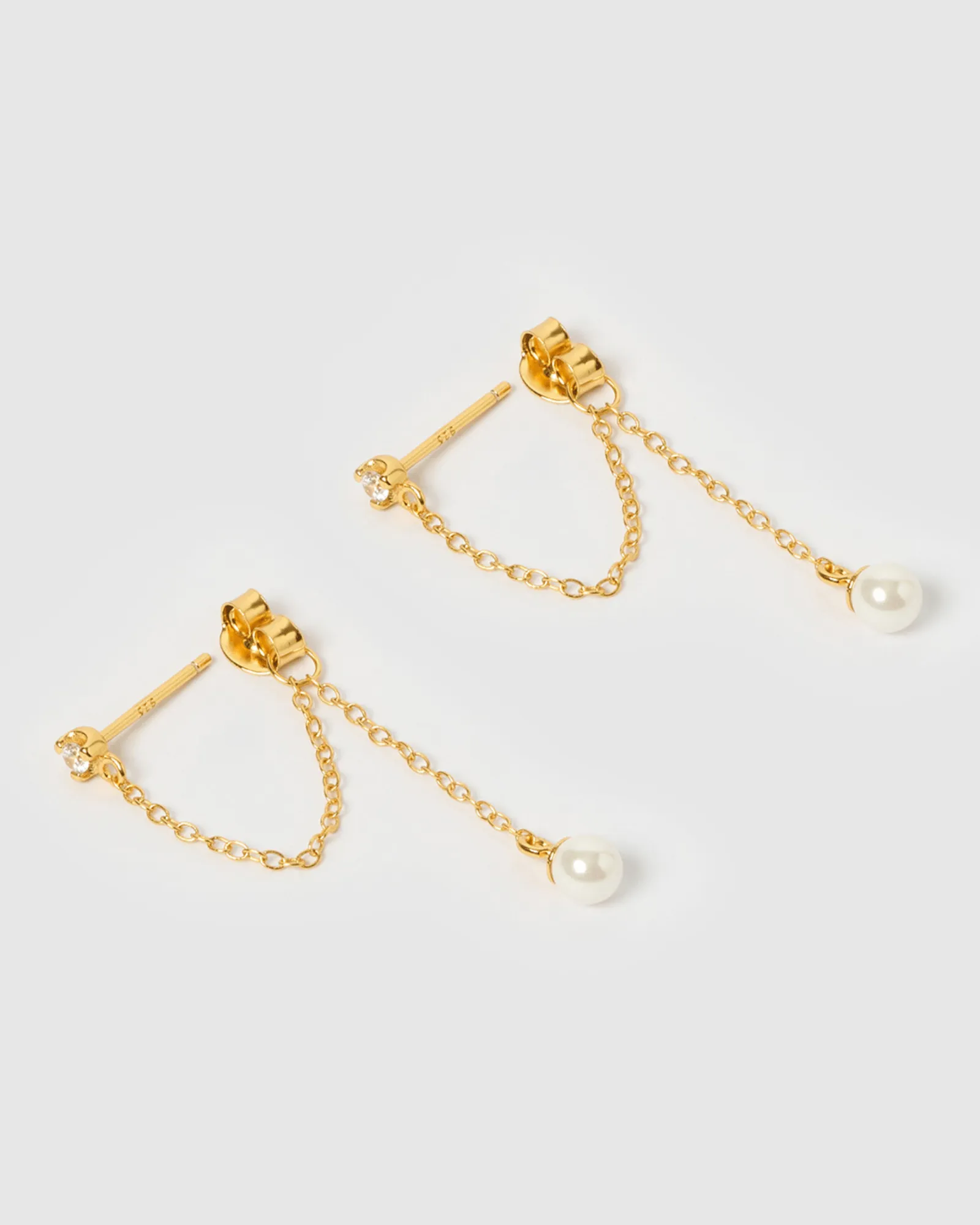 Izoa Nicole Drop Stud Earrings Gold
