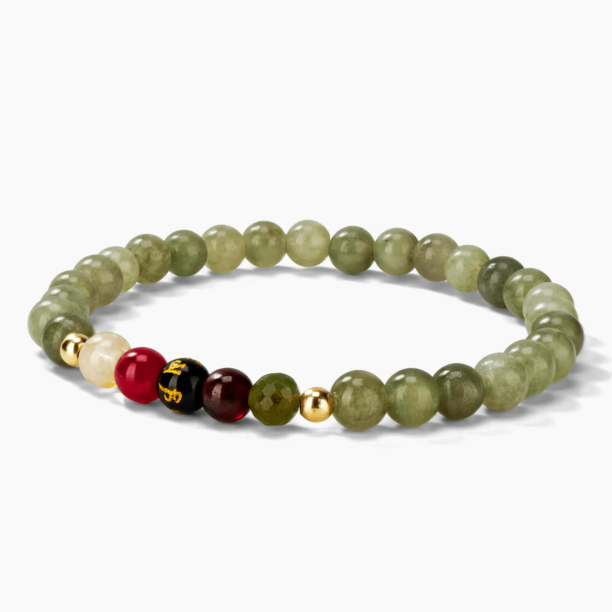 Jade Mega Success Lucky 7 Gemstone Bracelet With REAL Gold