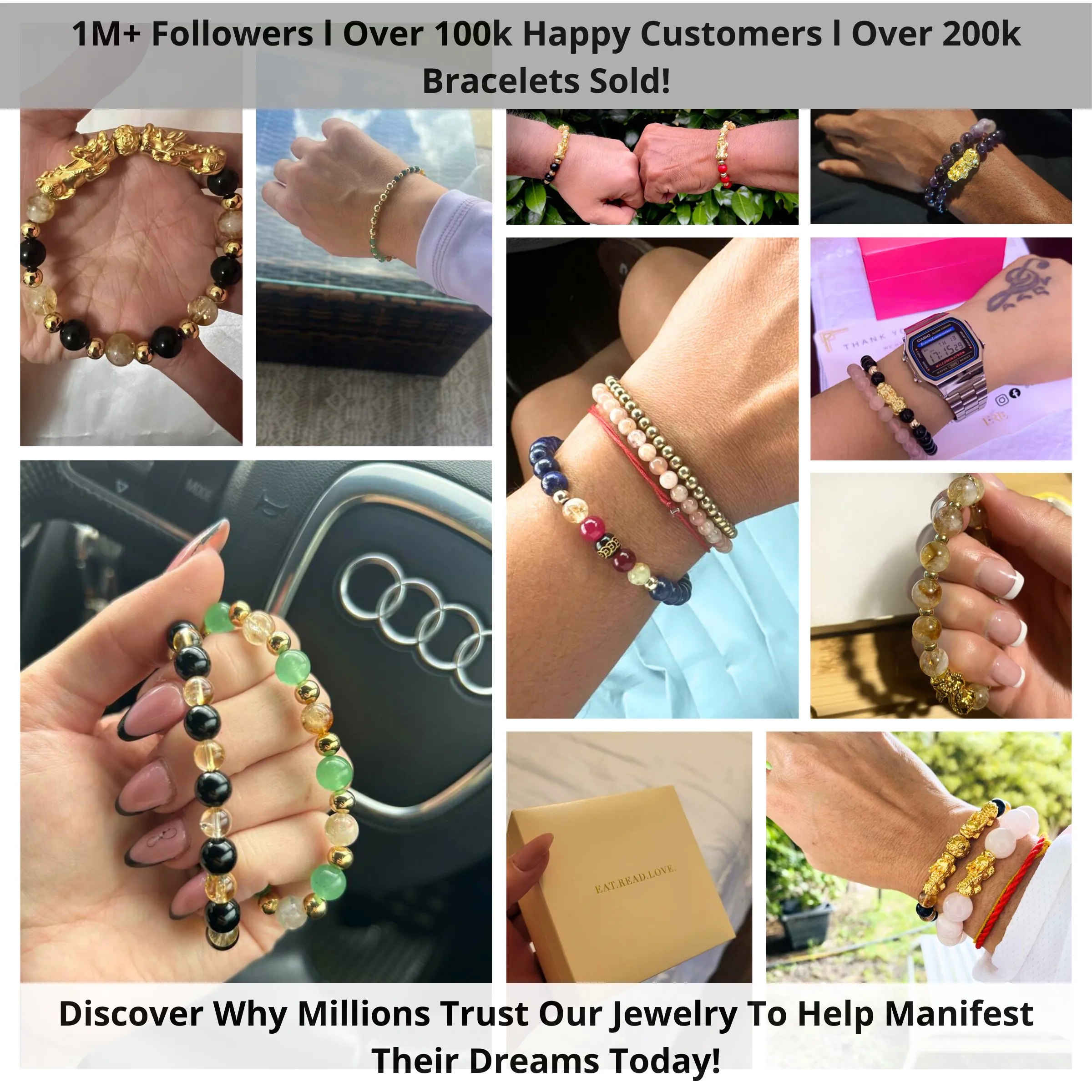 Jade Mega Success Lucky 7 Gemstone Bracelet With REAL Gold