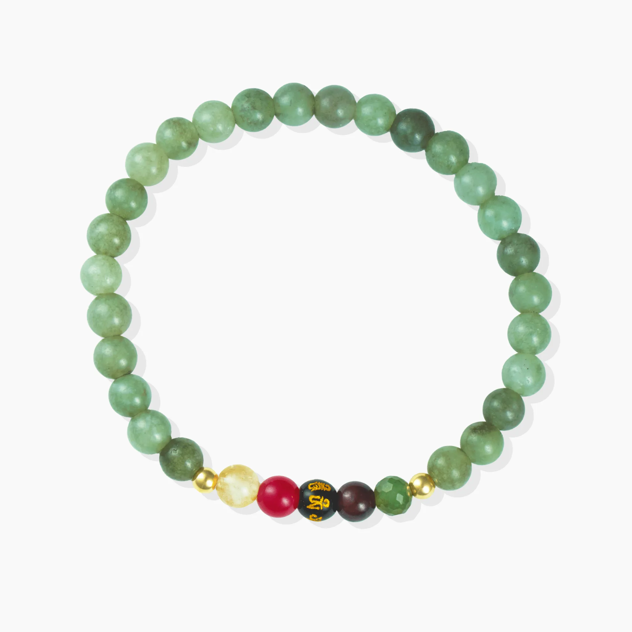 Jade Mega Success Lucky 7 Gemstone Bracelet With REAL Gold
