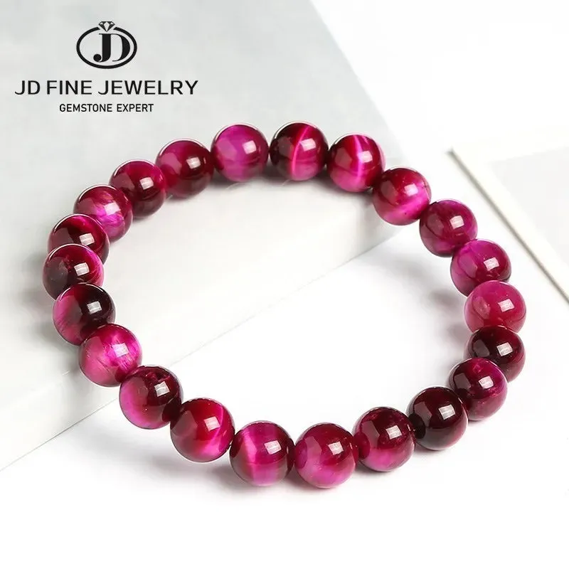 JD High Quality Blue Tiger Eye Buddha Bracelets Women Men Natural Stone Round Bead Stretch Yoga Meditation Bangles Jewelry Gift