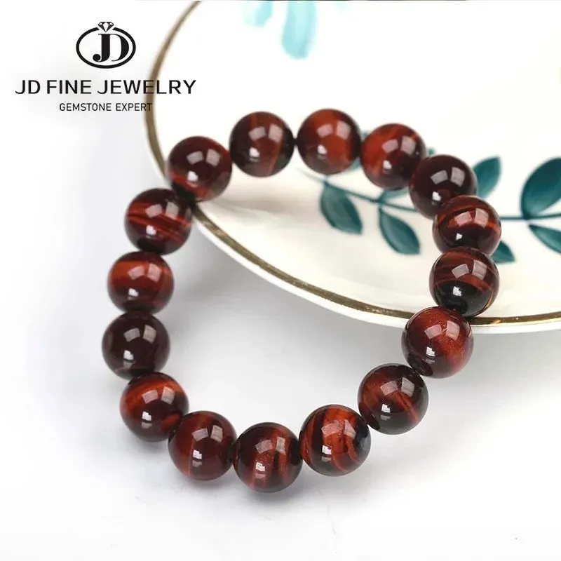 JD High Quality Blue Tiger Eye Buddha Bracelets Women Men Natural Stone Round Bead Stretch Yoga Meditation Bangles Jewelry Gift